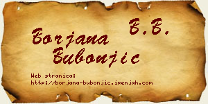 Borjana Bubonjić vizit kartica